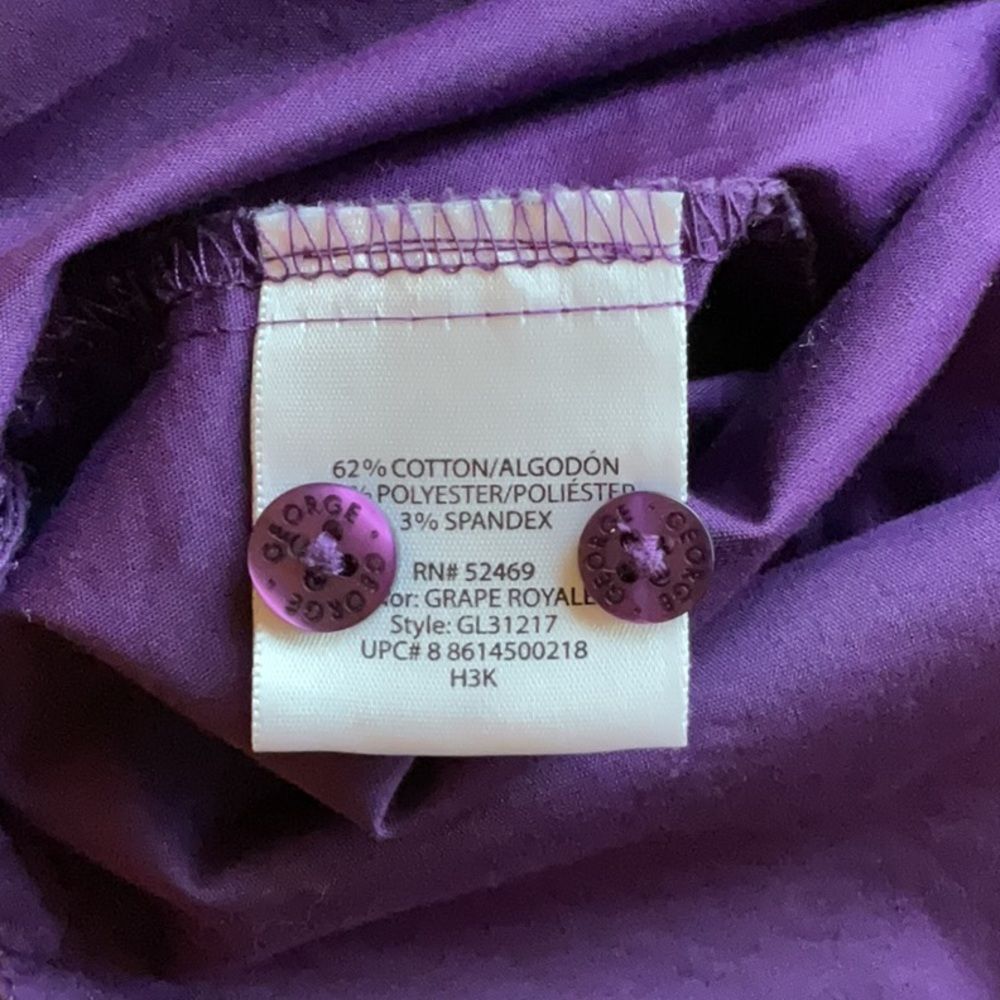 George Purple Button Down Shirt Women XXL 20 Cotton Blouse Polyester - Picture 4 of 7